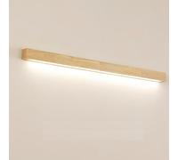 Lámpara de pared LED lineal moderna para tocador de baño, aplique de pared de tira larga de madera clara con 3 modos de color, lámpara de noche de madera de nogal para ambiente de pared de fondo.