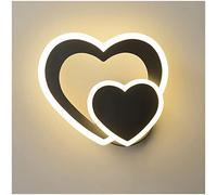 Lámpara de pared LED moderna, Creativo Forma de Corazón Apliques de Pared Interior 15W Minimalista Aleación de Aluminio de Decoración del Arte para Dormitorio Sala de estar Café Pasillo, 3000K,Negro