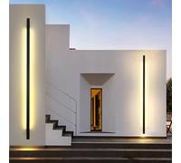 Lámpara de pared LED moderna negra para exteriores - Tira de luz impermeable IP65, 40 cm de largo, elegante diseño de aluminio para patio y jardín, aplique de interior/exterior con estilo (luz neutra