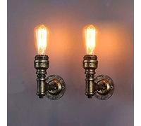 Lámpara de pared LED, paquete de 2 luces de pared Lámpara de pared retro de hierro forjado Luz de pared del ático industrial Aplique de pared de tubería de agua E27 Lámparas nostálgicas Sala de estar