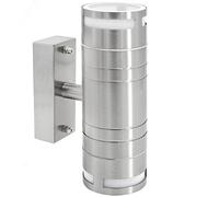 Lámpara de pared LED para exterior plateada - Foco de pared Up & Down IP44 - con 2 LED GU10 3 W blanco neutro - Lámpara de pared exterior de acero inoxidable cepillado