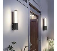 Lámpara de pared LED para exteriores, 90 cm, aluminio negro moderno, resistente al agua IP65, brillo ajustable 3000K/4500K/6000K, iluminación elegante para interiores y exteriores, ideal para jardine