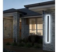 Lámpara de pared LED para exteriores, aplique rectangular negro de 60 cm, acrílico blanco esmerilado, IP65 impermeable, resistente a la corrosión, luz blanca brillante de 15 W para porche y jardín