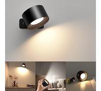 Lámpara de pared LED para interior, 3 niveles de brillo 3 modos de color Lámpara de cabecera, Lámpara de pared con control táctil giratoria 360°,Lámparas de pared inalámbricas