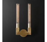 Lámpara de pared lineal de mediados de siglo de 2 luces para dormitorio, lámpara de pared de tocador de baño con tubo largo de vidrio dorado sobre espejo, estilo rústico, aplique de pared industrial n