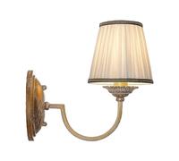 Aplique de pared Lindby Lumiel, crema/latón, textil, 27cm