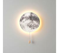 Lámpara de Pared Luna Batería con Interruptor, 3 Temperaturas de Color, Aplique de Pared Inalámbrico Habitación Infantil LED 5W Luz Nocturna Infantil Niño Niña, Lámpara Cabecero para Bebé Dormitorio