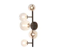 Lámpara de pared makkor 5 pantallas de cristal g9 metal 62x35x24 cm - negro [lux.pro]