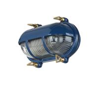 Lámpara De Pared Marítima De Latón Y Vidrio: 21 Cm IP64 E27 En Azul Inoxidable