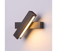 Lámpara de Pared Moderna 8W LED Lámpara de Pared para Dormitorio 350° Giratoria Apliques de Pared Sencillos Lámparas de Pared Iluminación para Sala de Estar (Black,Trichromatic light)
