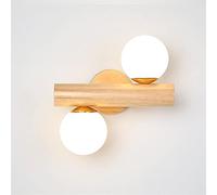 Lámpara de Pared Moderna con Forma de Globo, Pantalla de Cristal Blanco, Aplique de Madera, luz de Pared de Madera Ajustable, luminarias de Interior para cabecero de Cama, Sala de Estar, dor
