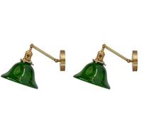 Lámpara de pared moderna de latón (paquete de 1), pantalla giratoria de vidrio estriado verde E27, aplique de pared interior ajustable a 180° para pasillo, dormitorio (2PACKS)