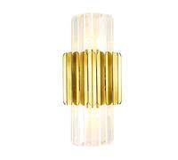 Lámpara de Pared Moderna de Metal Dorado, Aplique de Pared de Cristal de Mediados de Siglo, lámpara Decorativa de 2 Luces Compatible con baño, Sala de Estar, Pasillo, Dormitorio