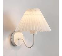 Lámpara de Pared Noche Aplique rústico con Cuello Cisne Blanco y Pantalla Tela Plisada E27 montada en la Oro nórdico 1 lámpara Luces exhibición habitación(White)
