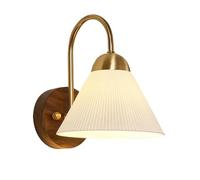Lámpara de Pared Nogal Simple Vintage Pantallas cerámica Blanca latón Iluminación, Decorativa for Dormitorio, for escaleras Estudio Junto a la Cama,A,C(B)