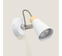 LEDKIA LIGHTING Lámpara de Pared Orientable Metal y Madera 1 Foco Mara Blanco GU10