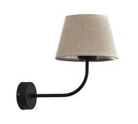 Lámpara De Pared Pantalla De Tela E27 Negro Natural Dormitorio Sala De Estar