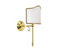 Lámpara De Pared Pantalla De Tela Latón Pulido Blanco E14 Clásico Salón