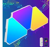 Lámpara de pared para juegos LED triangular - 3 piezas paneles luminosos triangulares, Smart RGB modulares Music Sync Light Control con App Control remoto, Juego de bricolaje Creative Apliques de
