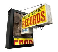 Lámpara de pared para tienda de discos - Caja de luz vintage ABS Records Shop, iluminación de lector de grabación hecha a mano, panel decorativo amarillo | Decoración de salón de restauran