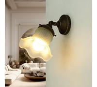 Lámpara de Pared Pie Pantalla Cristal Blanco Flor Floral Latón Hecho Orientable