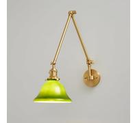 Lámpara de Pared Retro con Brazo oscilante, Aplique de latón Ajustable con Pantalla de Cristal Verde, Casquillo E27, luz Decorativa de Pared para mesita de Noche, lámparas de Pared industriales p