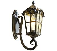 Lámpara de pared Retro Estilo Europeo E27, Apliques de Pared Exterior de vidrio vintage, Aplique de estilo rústico Impermeable IP23, Linterna de pared Para Jardín Villa Balcón Pasillo (A)