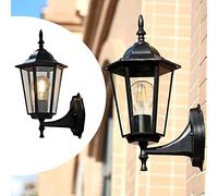 Lámpara de pared Retro Estilo Europeo E27, Apliques de Pared Exterior de vidrio vintage, Aplique de estilo rústico Impermeable IP23, Linterna de pared Para Jardín Villa Balcón Pasillo (C)