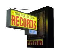 Lámpara de pared retro Record Store - Aplique LED antiguo, letrero llamativo amarillo | Reproductor de grabación elegante y exquisito, iluminación para dormitorio, restaurante, decoración para sala de