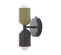 Lámpara de pared trorlos 2 pantallas e27 metal 22x12x12 cm verde/negro [lux.pro]