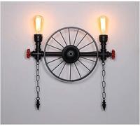 Lámpara de Pared Vintage, Aplique de Pared Retro Industrial con Forma de Tubería Deua, Aplique de Pared Creativo de Metal Y Hierro para Exteriores E Interiores./Negro/Cabeza Doble