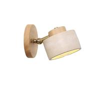 Lámpara de pared Wabi-Sabi de travertino amarillo, accesorio de iluminación redondo giratorio para dormitorio, comedor, cocina, pasillo, vestíbulo, estilo japonés, acabado de madera natural, bombilla