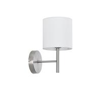 Lámpara de pared winsford 1x e14 40 w metal-textil 27x21cm - plateado/blanco [lux.pro] 21 cm