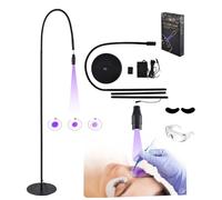 LáMpara De PestañAs Uv Con Parche En El Ojo, Gafas E Interruptor De Pie,Cuello De Cisne Flexible De 5 W,LáMpara De PestañAs Led, Ajustable 360°,395-400 Nm,Pegamento Curado En 1-3 Segundos,Black