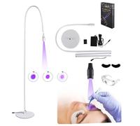 LáMpara De PestañAs Uv Con Parche En El Ojo, Gafas E Interruptor De Pie,Cuello De Cisne Flexible De 5 W,LáMpara De PestañAs Led, Ajustable 360°,395-400 Nm,Pegamento Curado En 1-3 Segundos,White