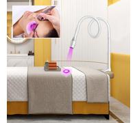 LáMpara De PestañAs Uv De 5 W + Parche En El Ojo + Gafas + Interruptor De Pie, Cuello De Cisne Flexible, 395-400 Nm, Perfecto Para ExtensióN De PestañAs Y Curado De Pegamento Led,White