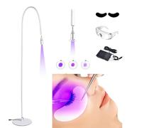 LáMpara De PestañAs Uv + Parche En El Ojo + Gafas + Interruptor De Pie, TamañO De Punto Ajustable, Cuello De Cisne Flexible De 5 W, 70 Cm De Longitud, 395-400 Nm, Pegamento Curado En 1-3 S,White