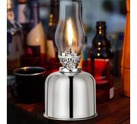 Lámpara de petróleo retro para exteriores, luz de emergencia con cristal y metal, resistente al viento, lámpara de aceite para camping y decoración