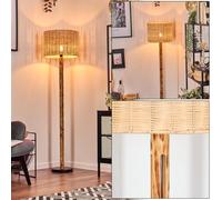 Lámpara de pie Cavaca de HOFSTEIN, de diseño escandinavo, estilo boho con pantalla de mimbre/ratán, Ø 40 cm, E27, altura 158 cm, con interruptor de pie - salón, dormitorio, comedor, oficina
