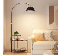 Lámpara De Pie con Combinación De Mesa Auxiliar, Mesita De Noche con Lámpara De Pie, Iluminación De 3 Colores, Altura Y Ancho Ajustables, Lámpara De Pie De Lectura Industrial(Black)