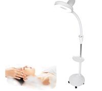 Lámpara de pie con lupa de 8 x + 5 ruedas, iluminación estética, luz LED fría ajustable para tatuajes de belleza