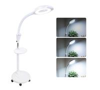 Lámpara de Pie con Lupa LED, Luz de Belleza Ajustable En Altura 8X, Luz con Soporte Rodante 360 Grados Lampara Estetica Profesional para Injerto de Pestañas, Cuidado Salon Manicura y Tatuajes (EU)