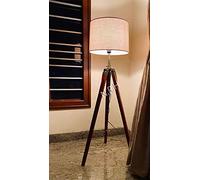 Lámpara de pie con trípode marrón para salas de estar - Combina la decoración moderna de mediados de siglo o granja de tu dormitorio con esta luz de pie vintage (sin sombra)