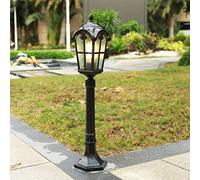 Lámpara de pie de estilo antiguo, E27 Lámpara exterior jardín, Lámpara de césped retro aluminio fundido con pantalla cristal, Farol rústico impermeable IP23 para patio entrada terraza (D)