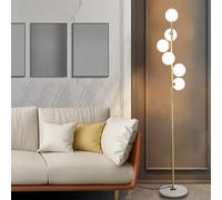 Lámpara de pie de mediados de siglo de 6 globos para sala de estar Lámpara de pie alta y moderna con pantalla de vidrio esmerilado Lámpara de poste de esquina alta con 3 temperaturas de color
