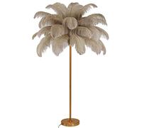 Lámpara de pie de pluma moderna Lámpara de pie de pluma de avestruz natural con interruptor de pie Luz de lectura decorativa para dormitorio de niña romántica regulable para dormitorio/comedor