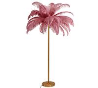 Lámpara de pie de pluma moderna Lámpara de pie de pluma de avestruz natural con interruptor de pie Luz de lectura decorativa para dormitorio de niña romántica regulable para dormitorio/comedor