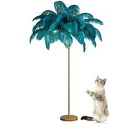 Lámpara de pie de Plumas de Avestruz, Moderna y de Lujo, con Tres Colores Regulables, para Sala de Estar, Dormitorio, decoración de Esquina (Azul).