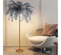 Lámpara de pie de plumas, lámparas de plumas de avestruz naturales Lámpara de pie dorada, lámpara de pie de plumas moderna con pantalla elegante, lámpara de plumas altas para dormitorio, sala de est