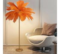 Lámpara de pie de plumas, lámparas de plumas de avestruz naturales Lámpara de pie dorada, lámpara de pie de plumas moderna con pantalla elegante, lámpara de plumas altas para dormitorio, sala de est